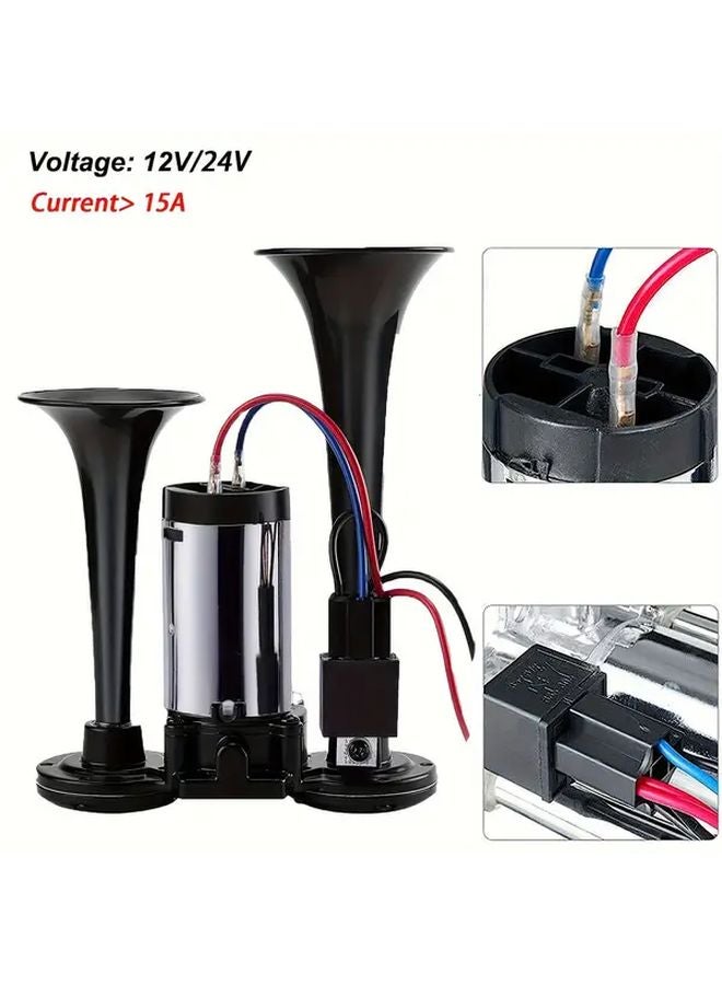 24V Train Air Horn Kit Super Loud Polished Zinc Alloy Universal Fit for Trucks Cars SUVs - Image 3